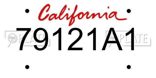 79121A1 California License Plate