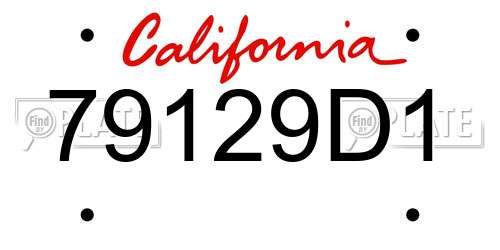 79129D1 California License Plate