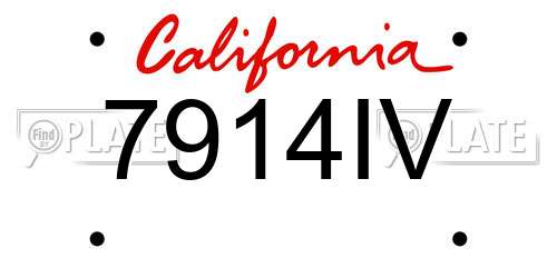 7914IV California License Plate