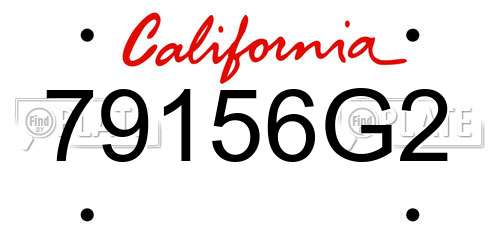 79156G2 California License Plate