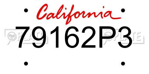 79162P3 California License Plate