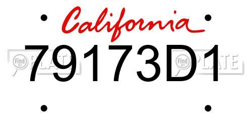 79173D1 California License Plate