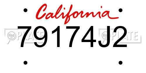 79174J2 California License Plate