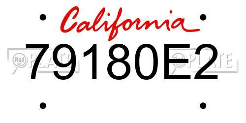 79180E2 California License Plate