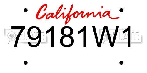 79181W1 California License Plate
