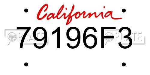 79196F3 California License Plate