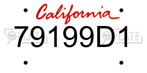 79199D1 California License Plate