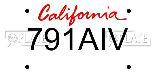 791AIV California License Plate