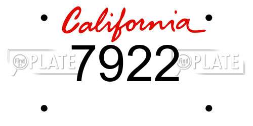 7922 California License Plate