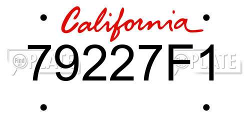 79227F1 California License Plate