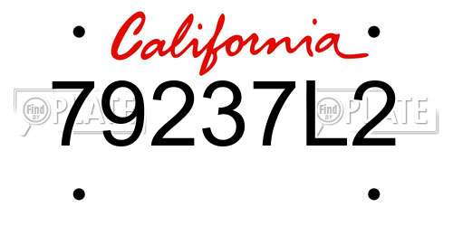79237L2 California License Plate