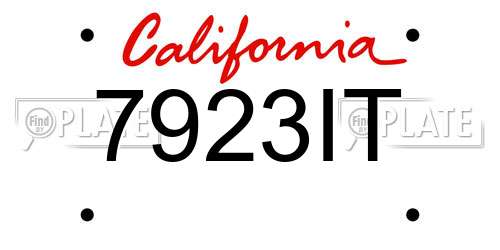 7923IT California License Plate