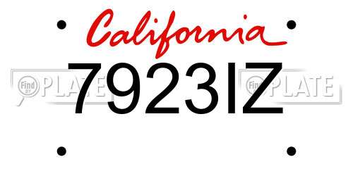 7923IZ California License Plate