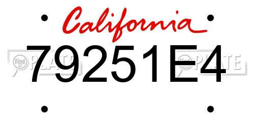 79251E4 California License Plate