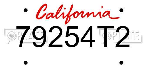 79254T2 California License Plate
