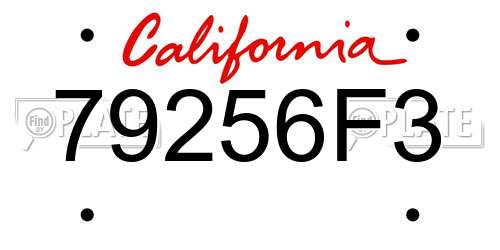 79256F3 California License Plate
