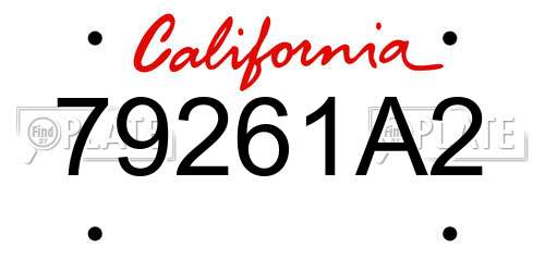 79261A2 California License Plate