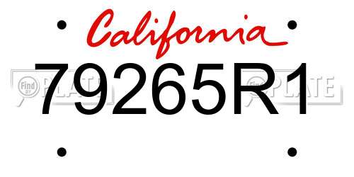 79265R1 California License Plate