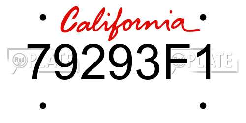 79293F1 California License Plate