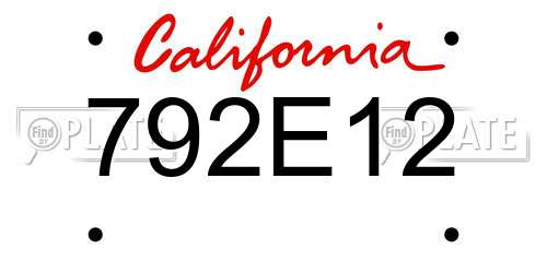 792E12 California License Plate