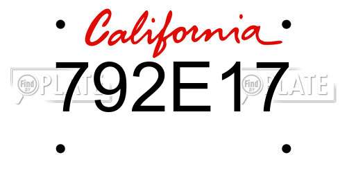 792E17 California License Plate
