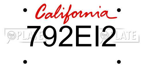 792EI2 California License Plate