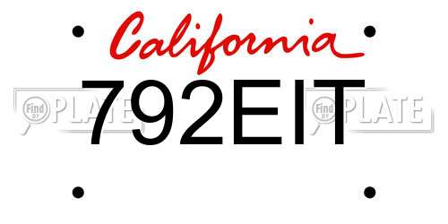 792EIT California License Plate
