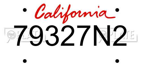 79327N2 California License Plate