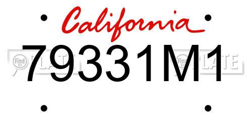 79331M1 California License Plate