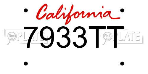7933TT California License Plate