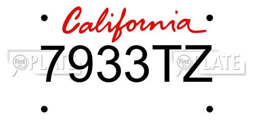 7933TZ California License Plate