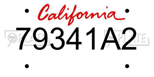 79341A2 California License Plate