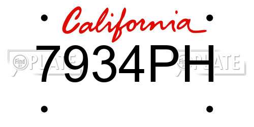 7934PH California License Plate