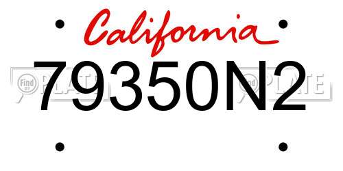 79350N2 California License Plate