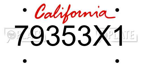 79353X1 California License Plate