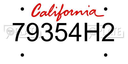 79354H2 California License Plate