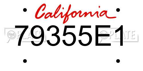 79355E1 California License Plate