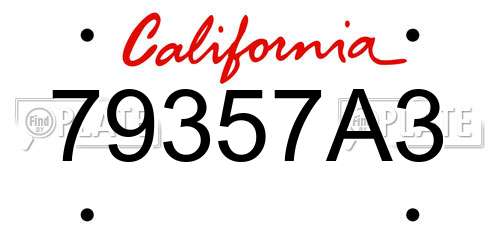 79357A3 California License Plate