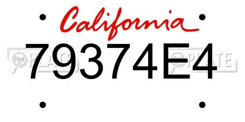 79374E4 California License Plate