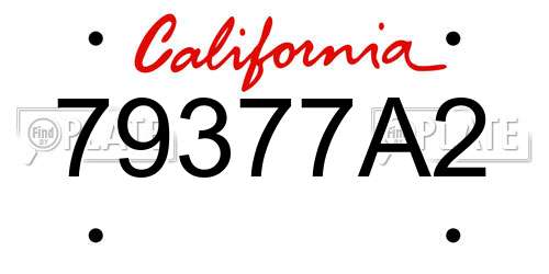 79377A2 California License Plate