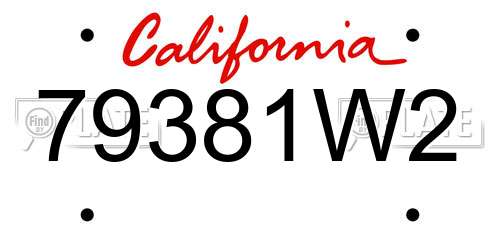 79381W2 California License Plate