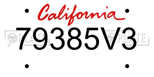 79385V3 California License Plate