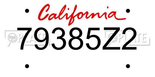 79385Z2 California License Plate