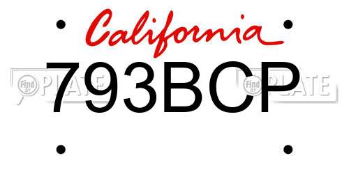 793BCP California License Plate