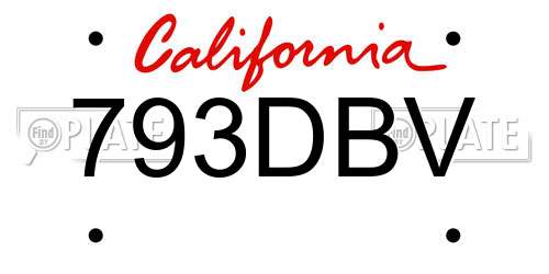793DBV California License Plate