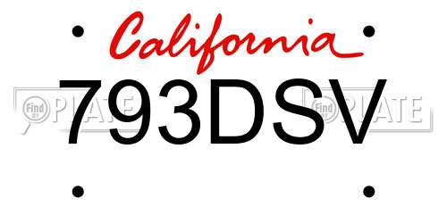 793DSV California License Plate