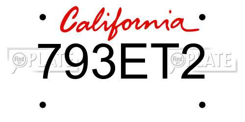 793ET2 California License Plate