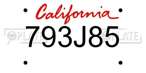 793J85 California License Plate