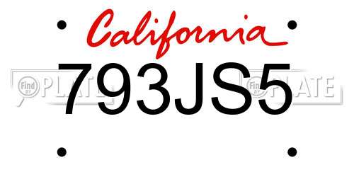 793JS5 California License Plate