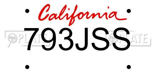 793JSS California License Plate
